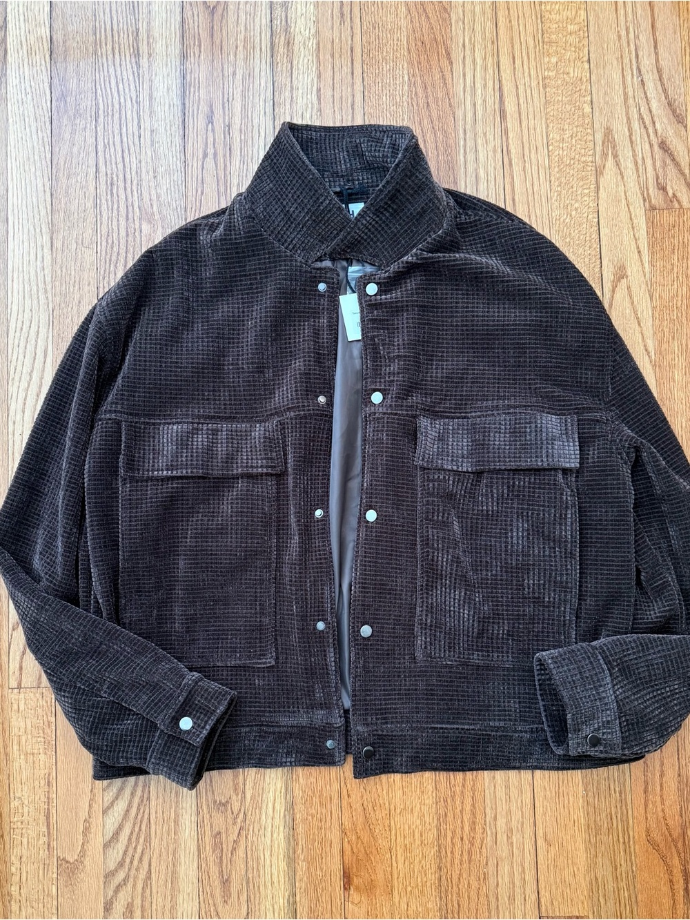 Men's Chocolate Textured Deep Sleeve Jacket